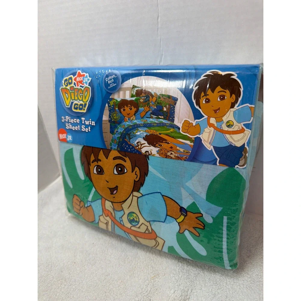 NEW Rare VTG 2006 Nick Jr Go Diego Go Sheet Set Kids Twin Blue Green 3 Piece
